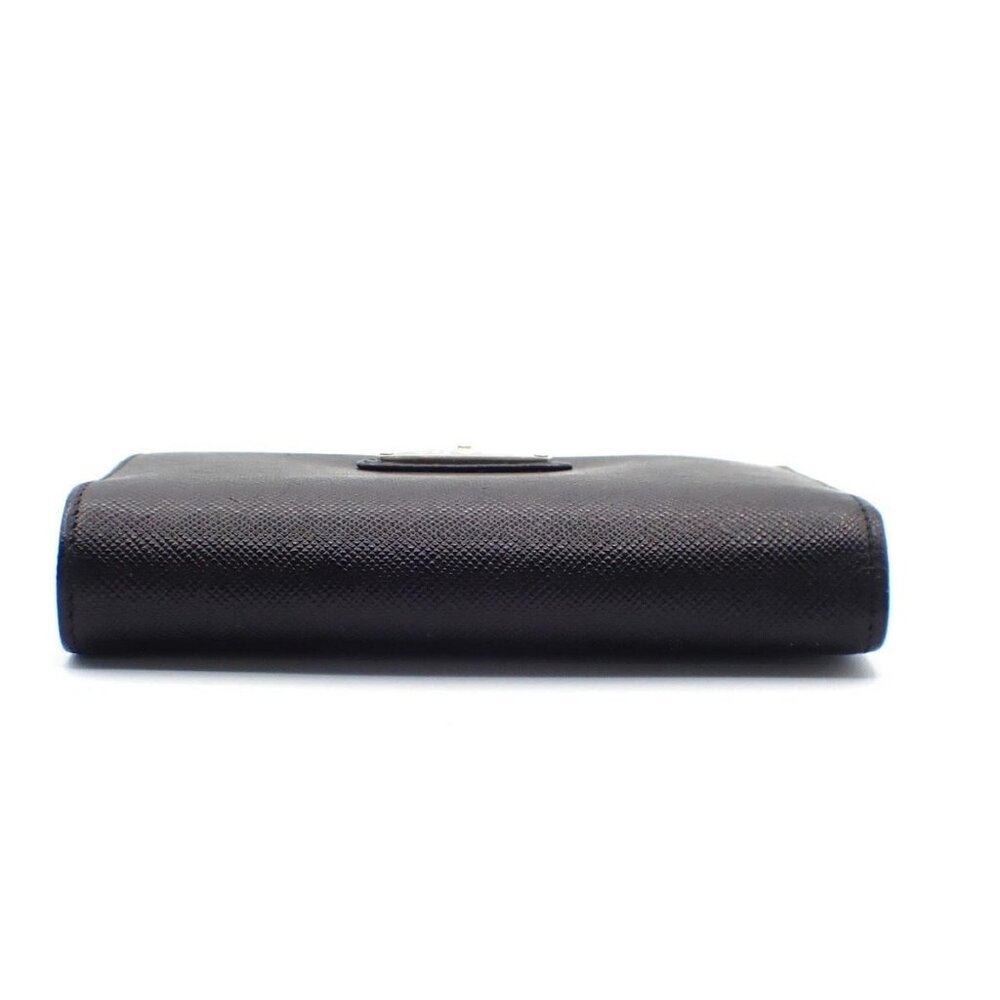 PRADA Logo Compact Bifold Wallet Purse Saffiano Leather Black Italy SHW 38AA182 - Picture 5 of 15